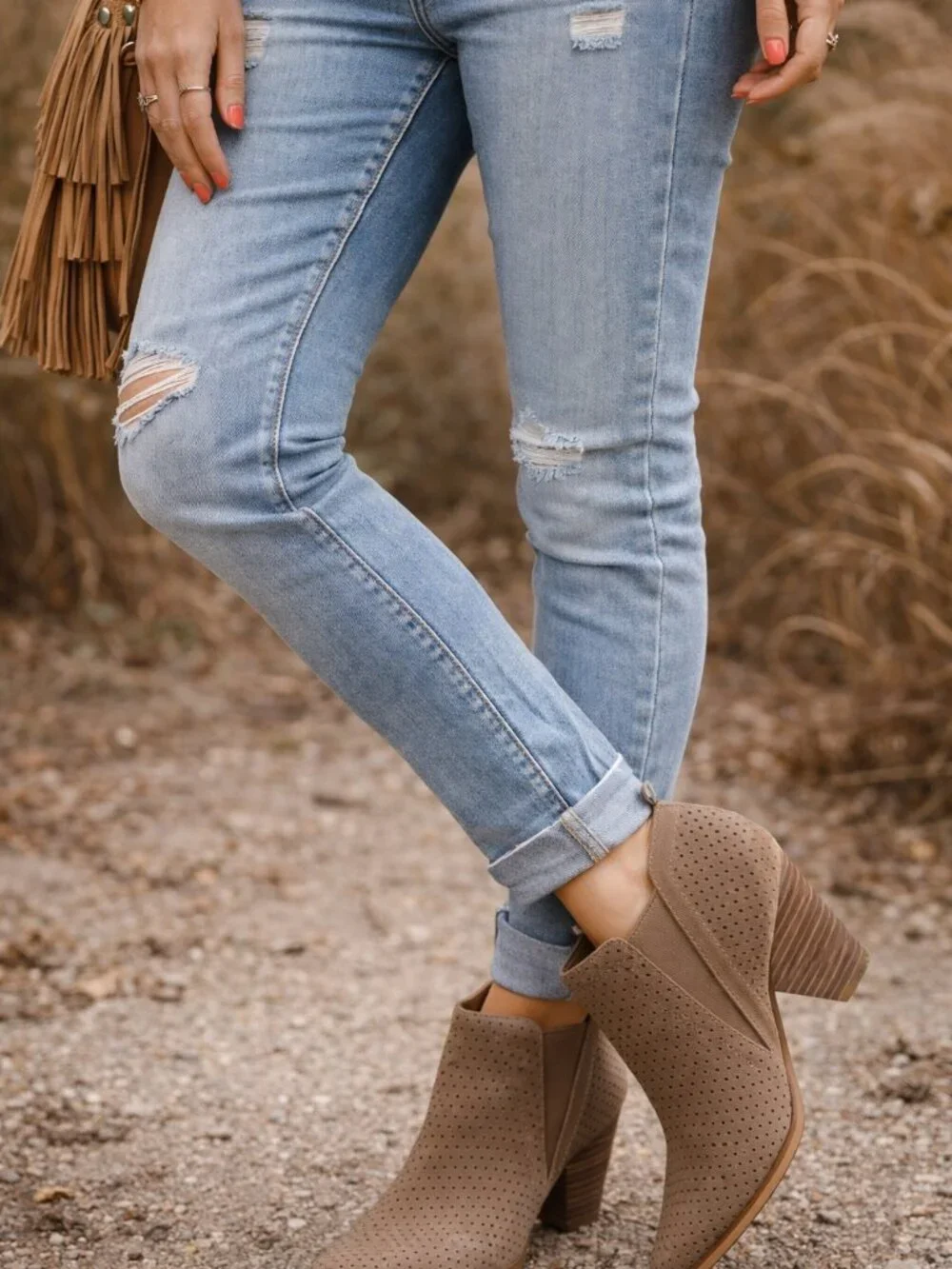 Franco Sarto Booties Womens‎ 9.5M Tan Suede Zip Ankle Boots Western Boho
